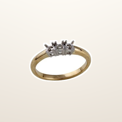 IT_ROLE:studio_clean | 18ct Yellow and White 0.25ct Natural Diamond Claw Set Trilogy Ring Mount