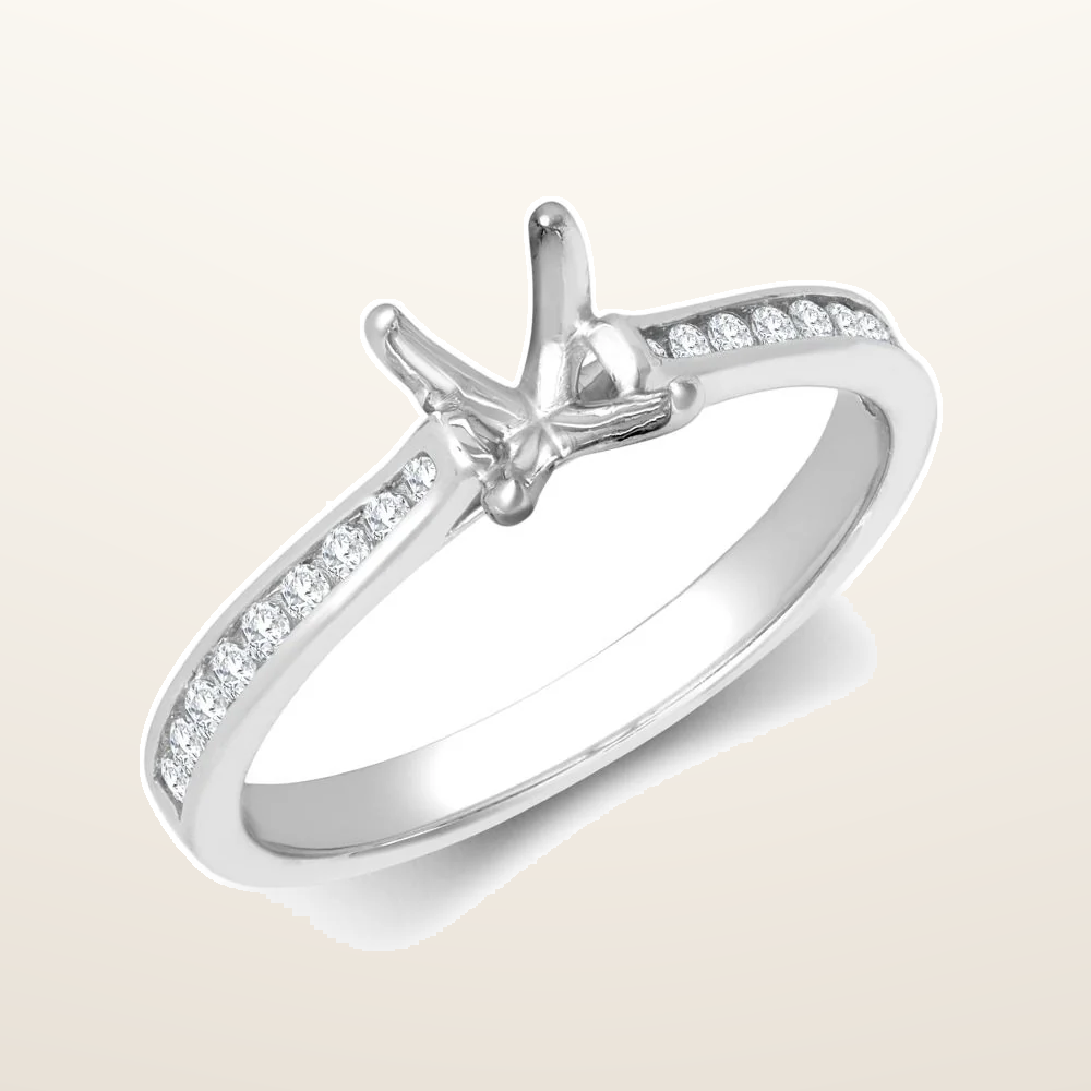 IT_ROLE:studio_clean | 18ct White Gold 0.13ct Natural Diamond Channel-set Wed-fit Ring Mount- Holds 0.25ct
