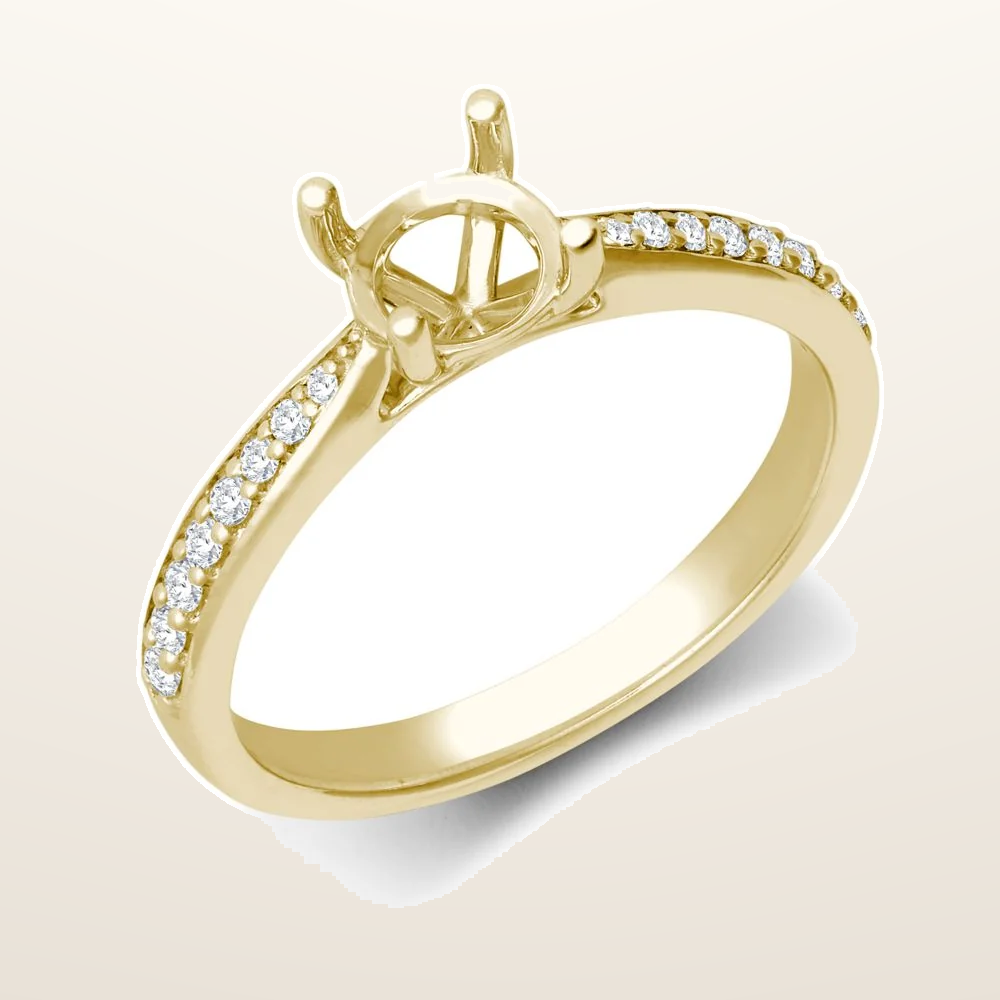 IT_ROLE:studio_clean | 18ct White Gold 0.12ct Natural Diamond Pave set Wed-fit Ring Mount- Holds 0.25ct