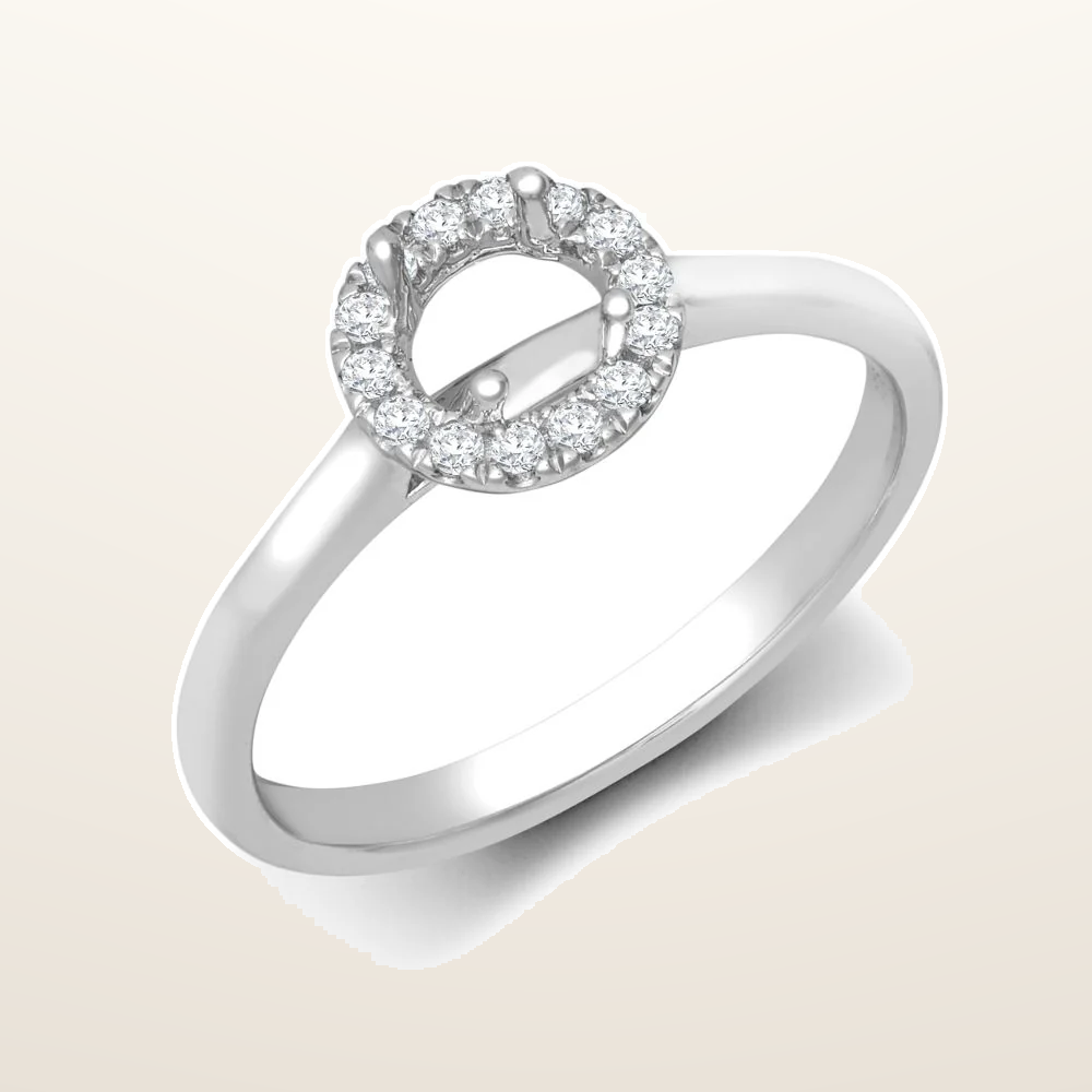 IT_ROLE:studio_clean | 18ct White Gold 0.08ct Natural Diamond Micro-set Halo Wed-fit Ring Mount- Holds 0.25ct