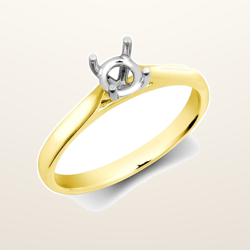IT_ROLE:studio_clean | 18ct Yellow Gold 25pts Solitaire Plain Wed-fit Ring Mount - Stock Size N