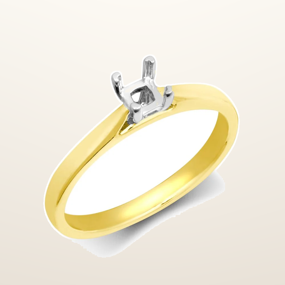 IT_ROLE:studio_clean | 18ct Yellow Gold 25pts Princess Cut Solitaire Plain Wed-fit Ring Mount - Stock Size N