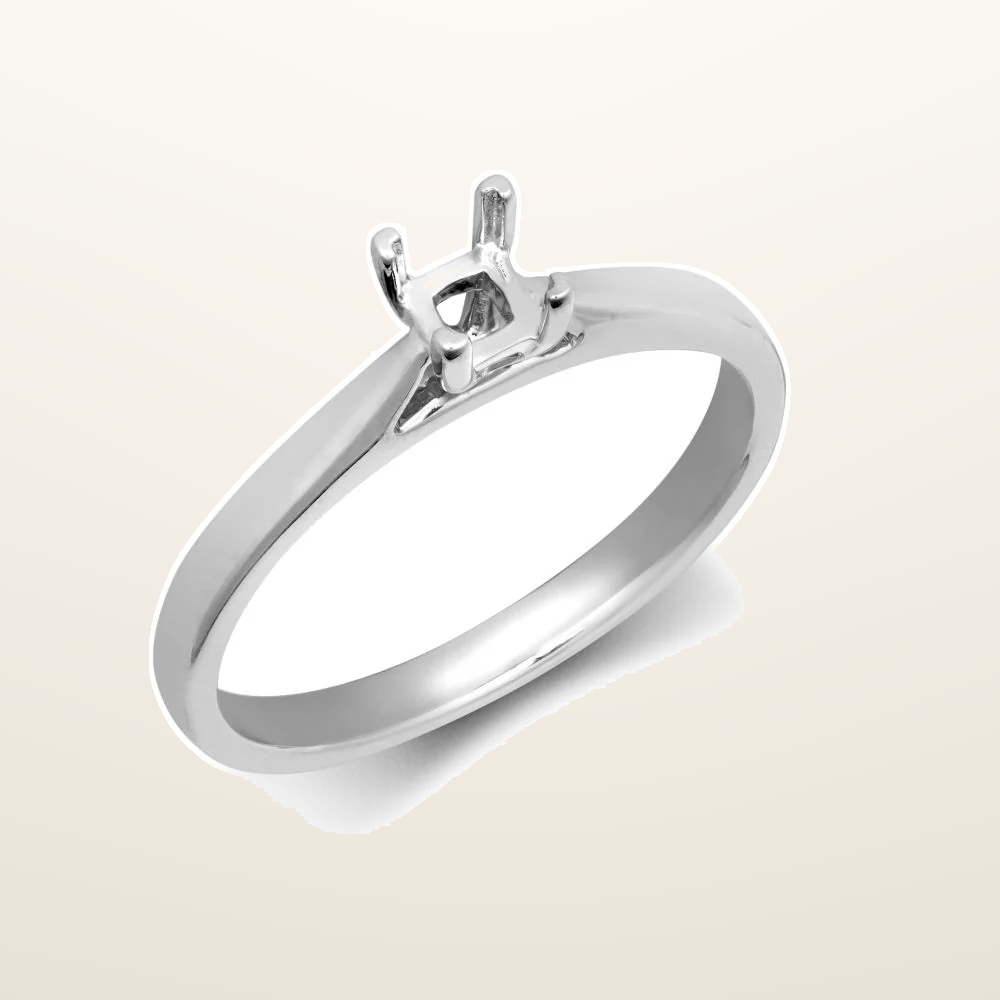 IT_ROLE:studio_clean | 18ct White Gold 25pts Princess Cut Solitaire Plain Wed-fit Ring Mount - Stock Size N