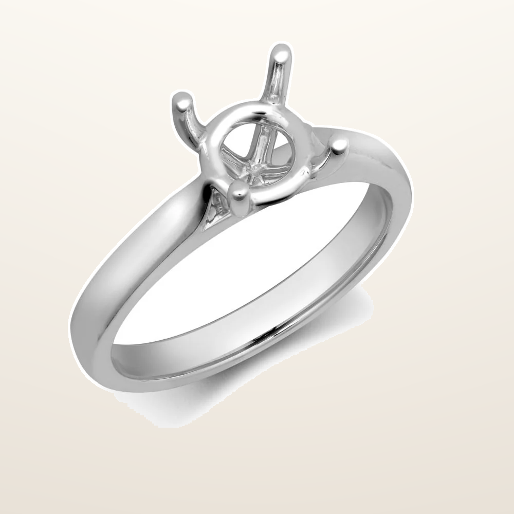 IT_ROLE:studio_clean | 950 Platinum 0.25ct Round Solitaire 4 Claw Plain Wed-fit Ring Mount