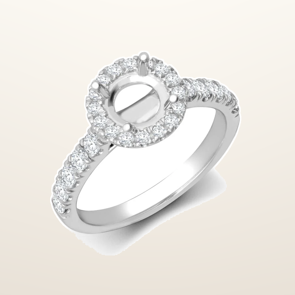 IT_ROLE:studio_clean | 950 Platinum Gold 0.37ct Natural Diamond Micro-set Halo and Shoulders Wed-fit Ring Mount + 0.25ct Diamond