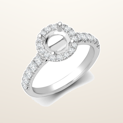 IT_ROLE:studio_clean | 950 Platinum Gold 0.37ct Natural Diamond Micro-set Halo and Shoulders Wed-fit Ring Mount + 0.25ct Diamond
