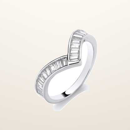IT_ROLE:studio_clean | Silver Wishbone Ring Baguette Cut Cubic Zirconias Channel Set