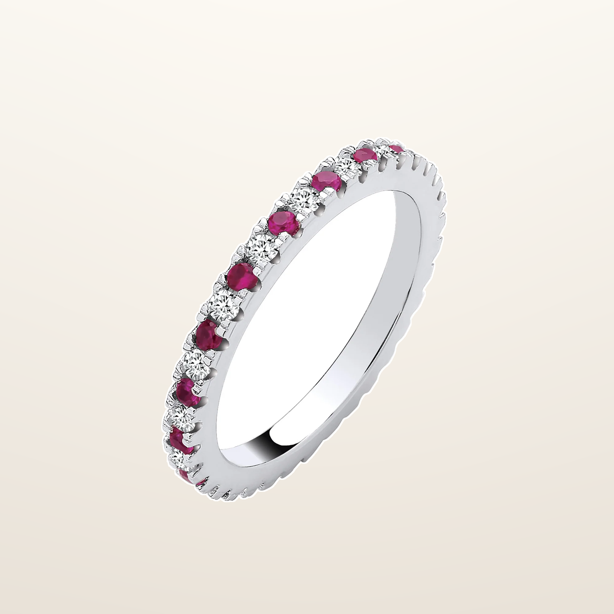 IT_ROLE:studio_clean | Silver Red Ruby & Clear Cubic Zirconias 2mm Full ET Ring