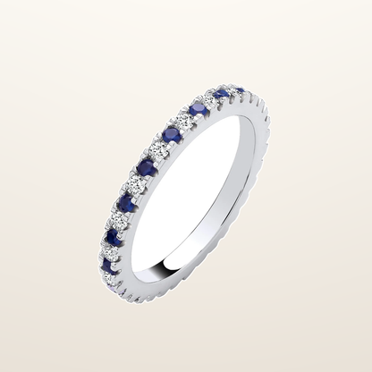IT_ROLE:studio_clean | Silver Blue Sapphire & Clear Cubic Zirconias 2mm Full ET Ring