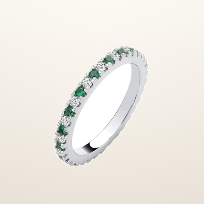 IT_ROLE:studio_clean | Silver Green Emerald & Clear Cubic Zirconias 2mm Full ET Ring