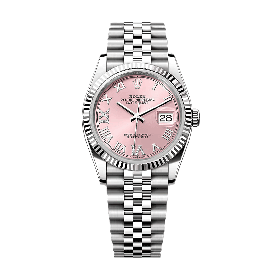 Rolex Datejust 36 126234 Pink Roman & Diamond Dial White Gold/Steel 2020