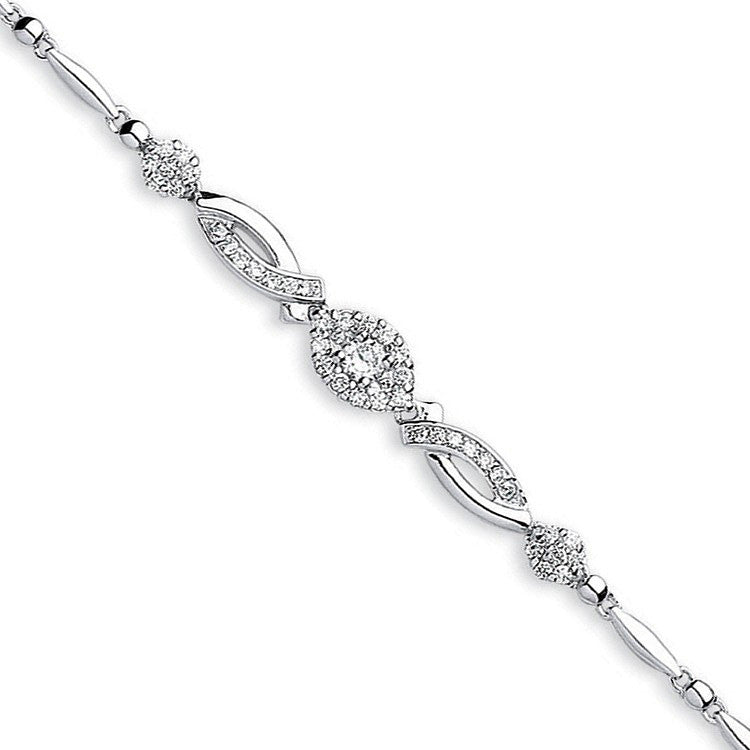 Silver Fancy Cubic Zirconia Bracelet