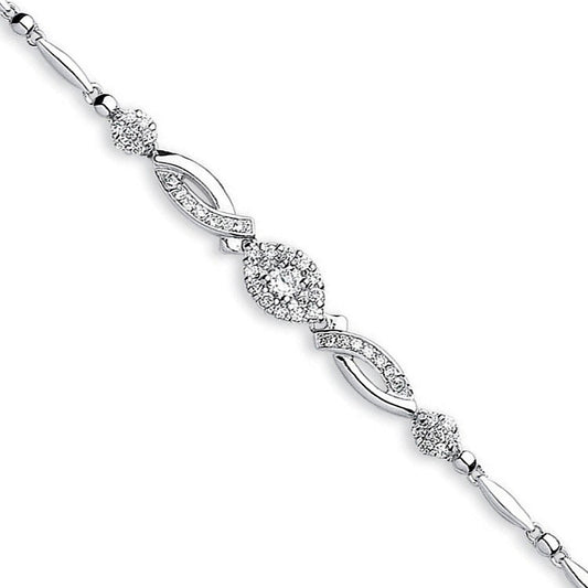 Silver Fancy Cubic Zirconia Bracelet