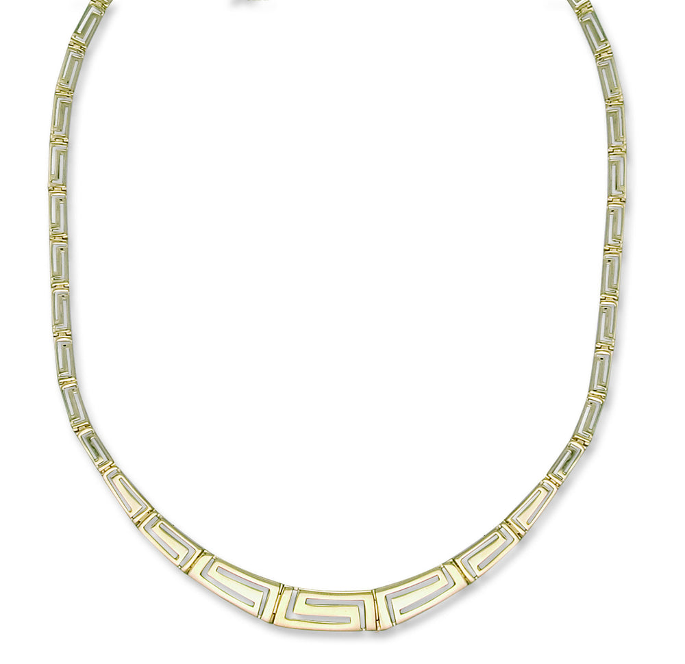 Yellow Gold Greek Key Graduated Collarette/Non Graduated Bracelet