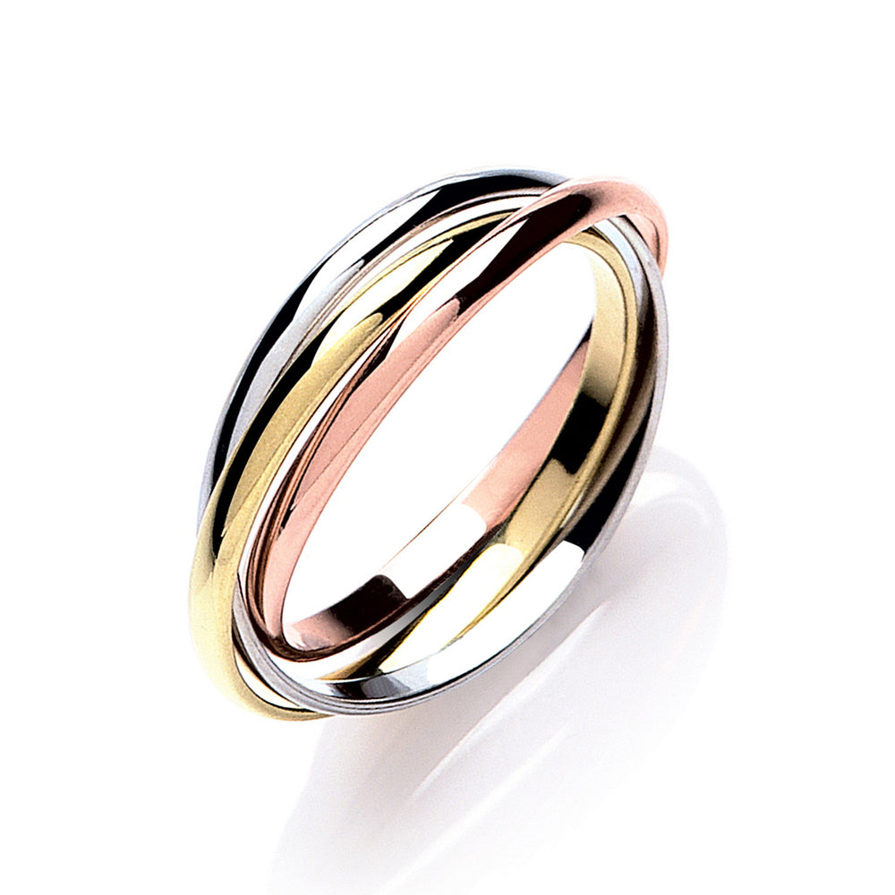 Yellow White & Rose Gold 2mm Russian Wedding Band