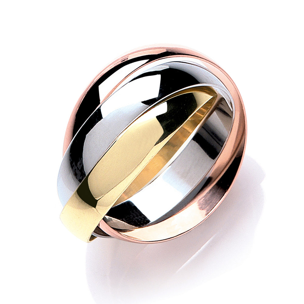Yellow White & Rose Gold 4mm Russian Wedding Band – product view