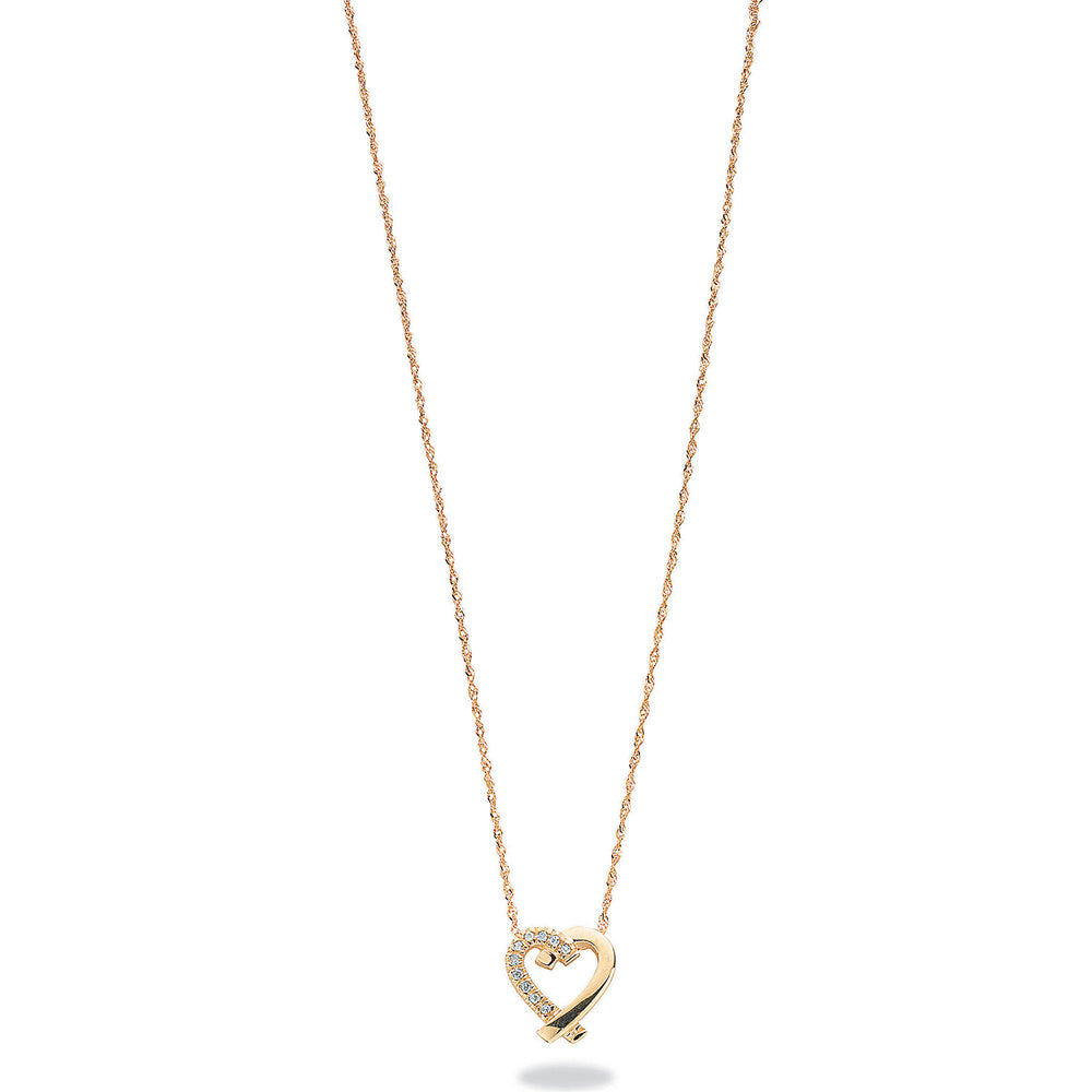9ct Yellow Gold 0.05ct Diamond Heart Pendant with 18in/45cm Chain