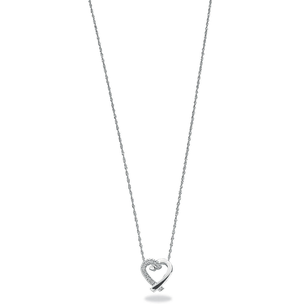9ct White Gold 0.05ct Diamond Heart Pendant with 18in/45cm Chain – product view
