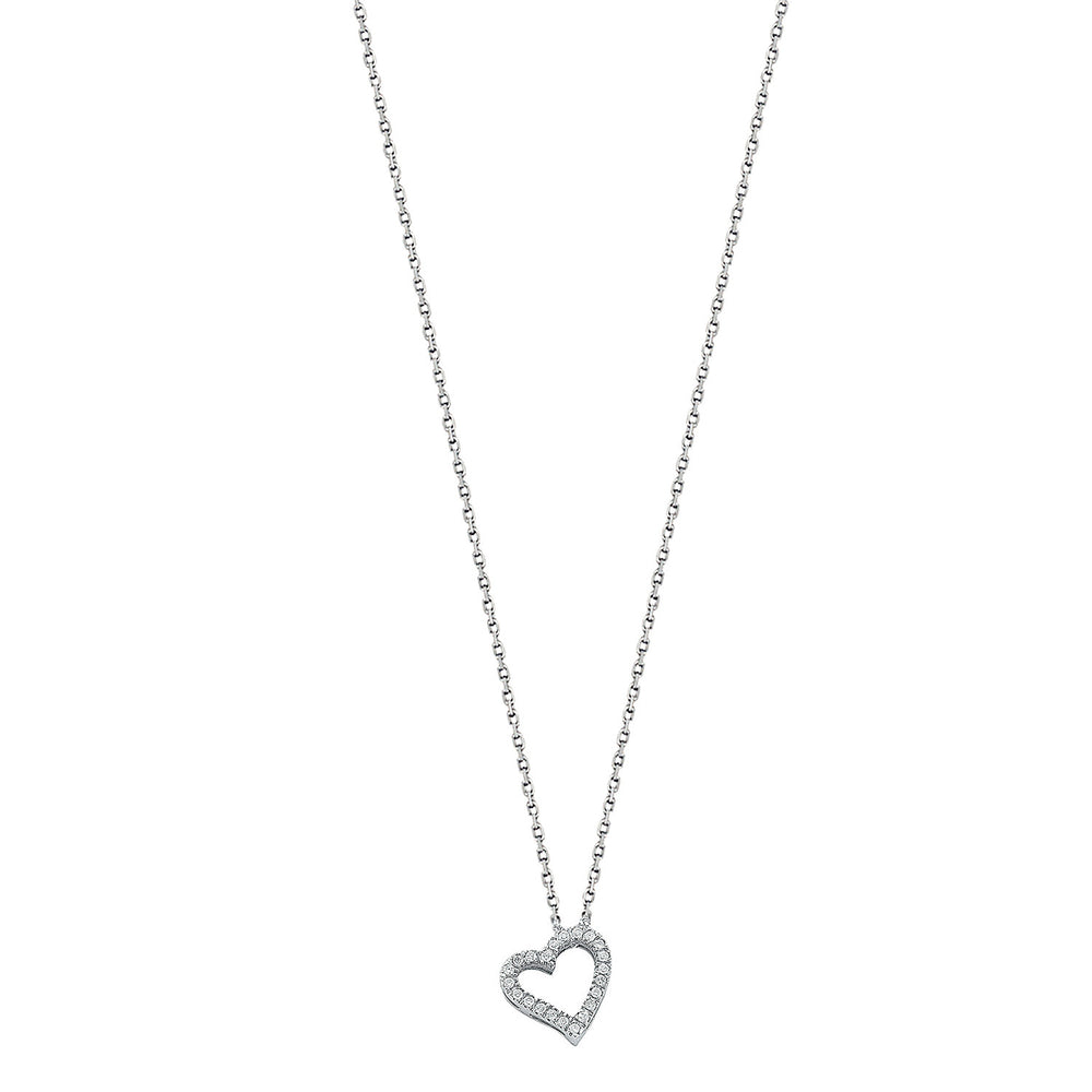 9ct White Gold 0.13ct Diamond Heart Pendant with 18in/45cm Chain