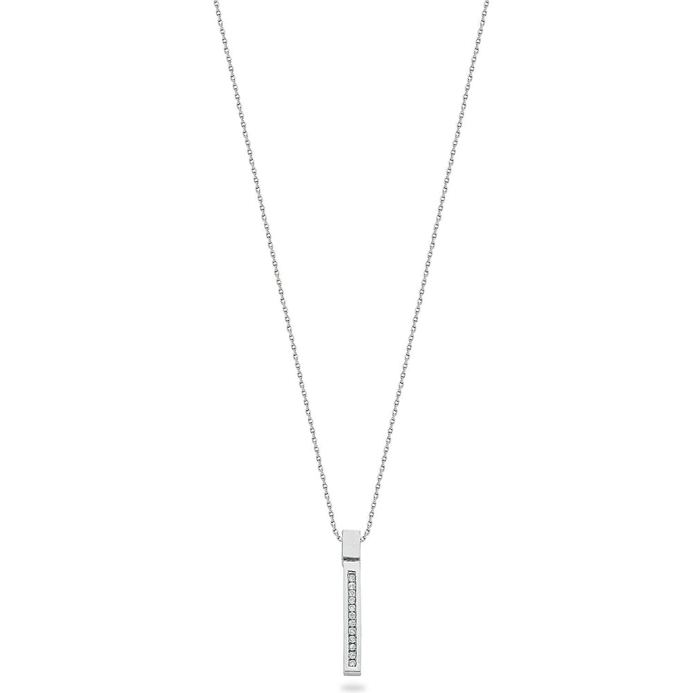 9ct White Gold 0.12ct Diamond Drop Pendant with 18in/45cm Chain