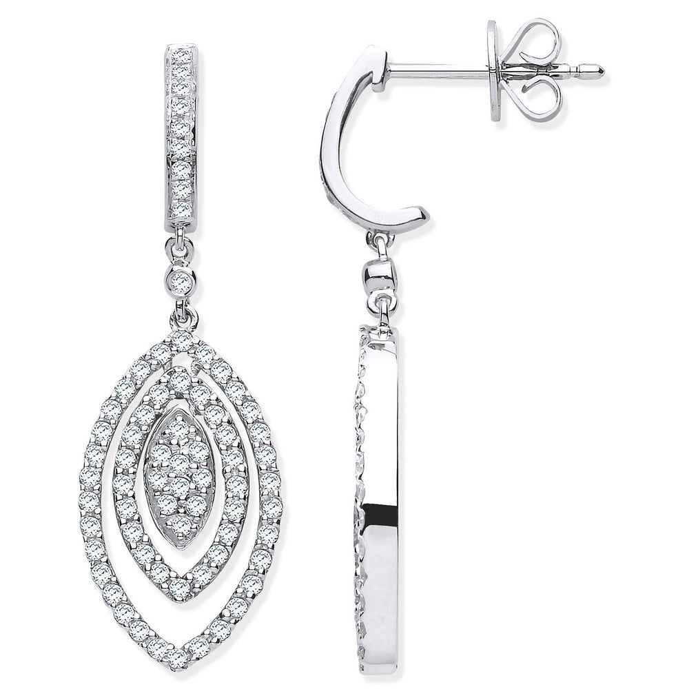 9ct White Gold 1.00ct Diamond Drop Earrings – product view