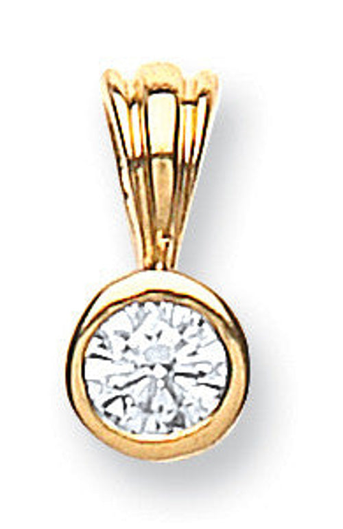 18ct Yellow Gold 0.15ct Rubover Set Diamond Solitaire Pendant