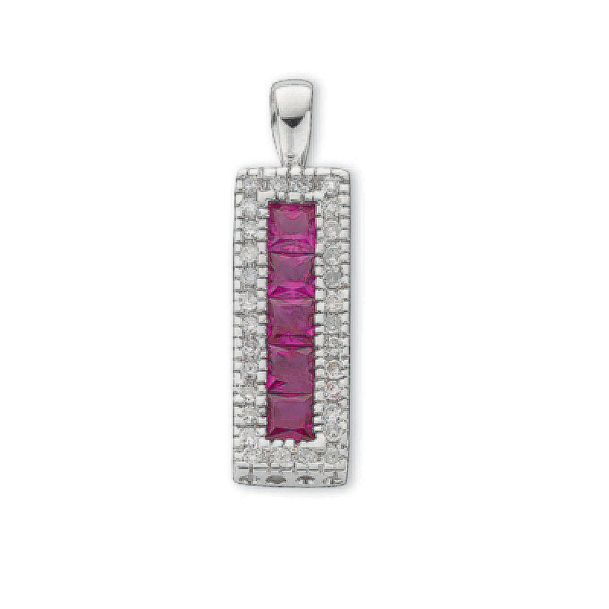 9ct White Gold 0.16ct Diamond & 0.70ct Ruby Drop Pendant
