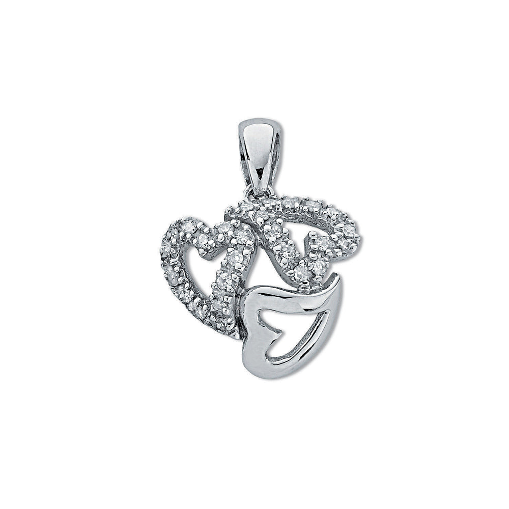 9ct White Gold 0.13ct Diamond Heart Pendant – product view
