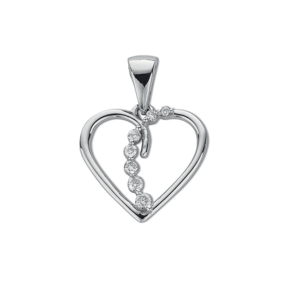 9ct White Gold 0.10ct Diamond Heart Pendant – product view