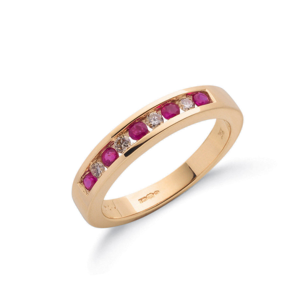 9ct Yellow Gold 0.14ct Diamond & 0.31ct Ruby Eternity Ring – product view
