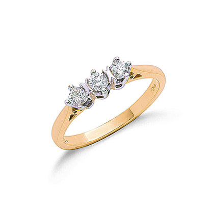 9ct Yellow Gold 0.33ct Diamond Trilogy Ring – product view