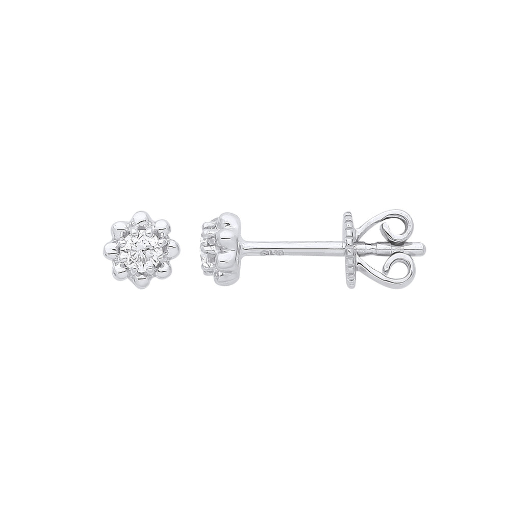 9ct White Gold 0.13ct Diamond Stud Earring – product view