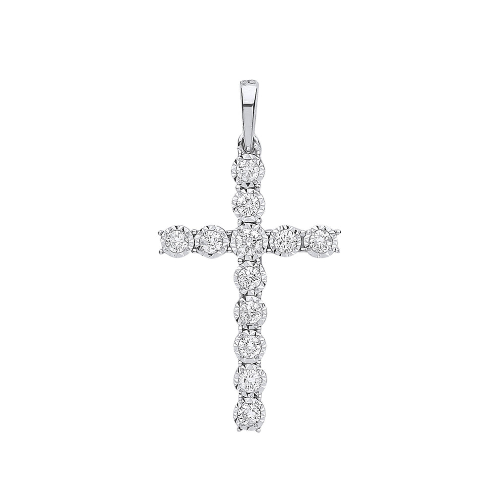 9ct White Gold 0.27ct Diamond Cross – product view