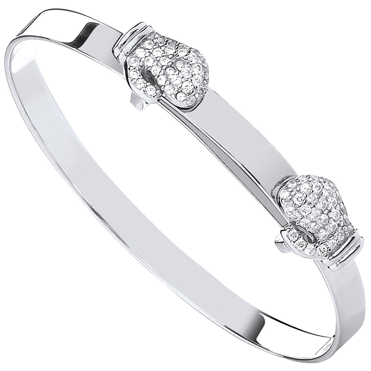 Silver Expandable Boxing Cubic Zirconia Gloves Baby Bangle