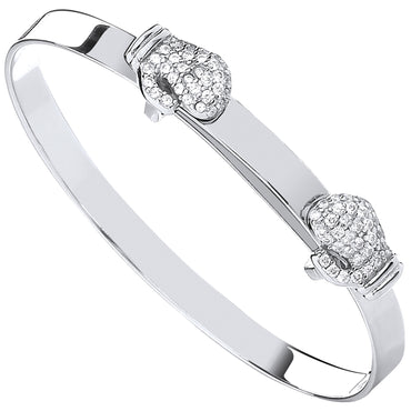 Silver Expandable Boxing Cubic Zirconia Gloves Baby Bangle