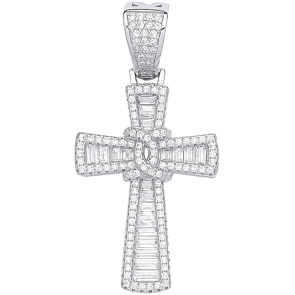 Silver Baguettes & Round Cubic Zirconias Cross