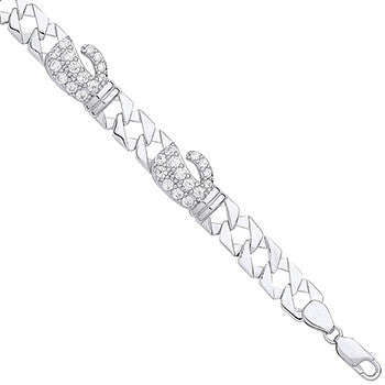 Silver Cubic Zirconia Boxing Gloves Baby Bracelet