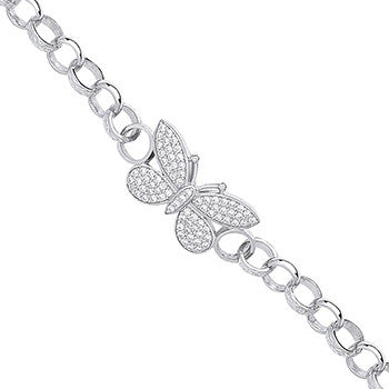 Silver Cubic Zirconia Butterfly Baby Bracelet