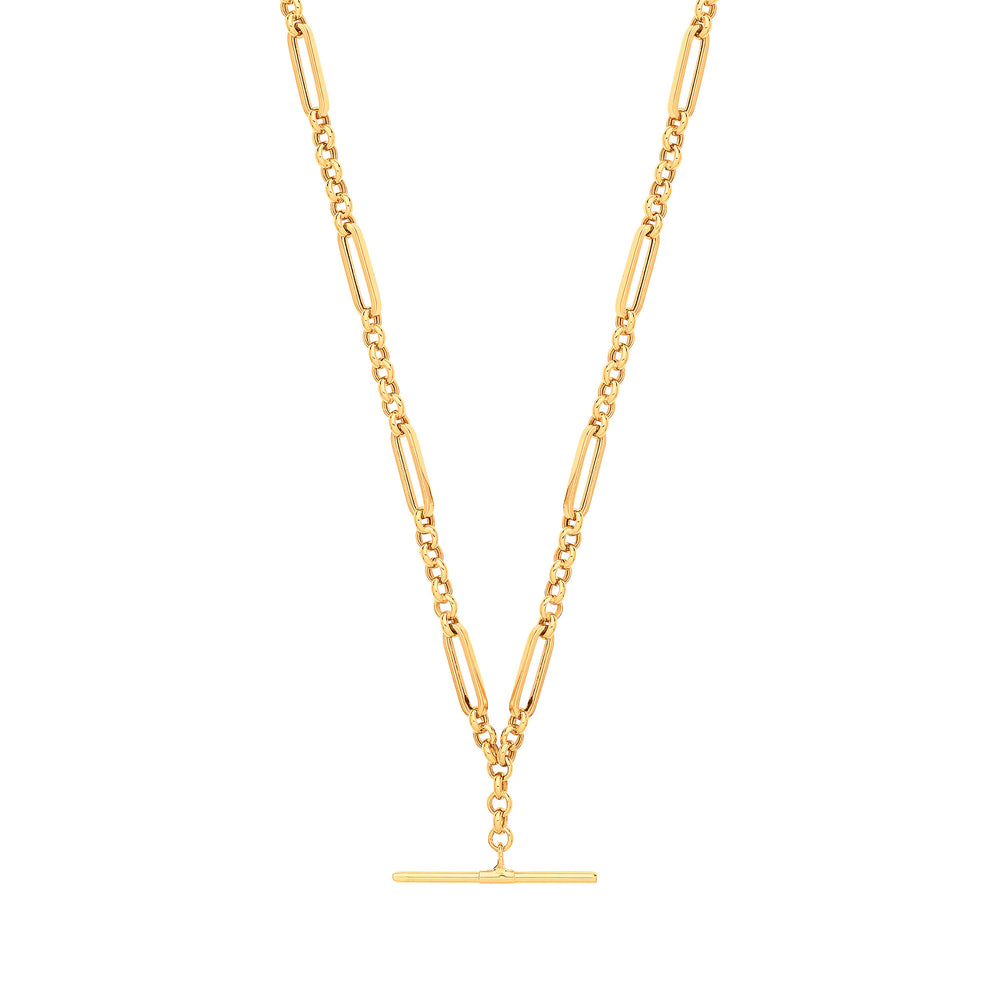 Yellow Gold Figaro Belcher T-Bar Bracelet/Necklace – product view