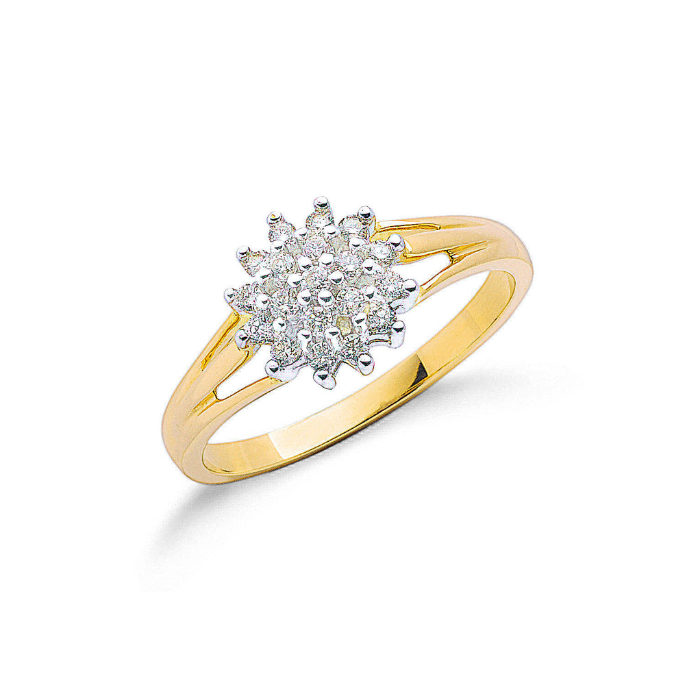 9ct Yellow Gold 0.25ctw Diamond Cluster Ring – product view