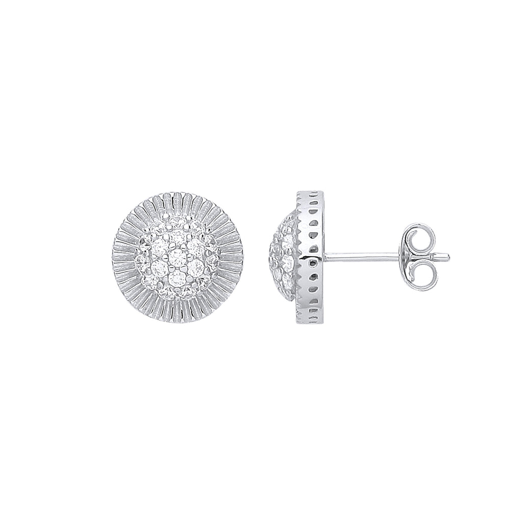 Silver Round 11.0mm Stud Cubic Zirconia Earrings