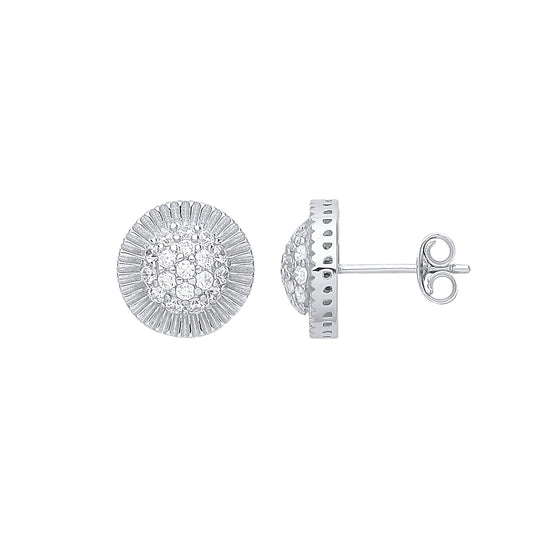 Silver Round 11.0mm Stud Cubic Zirconia Earrings