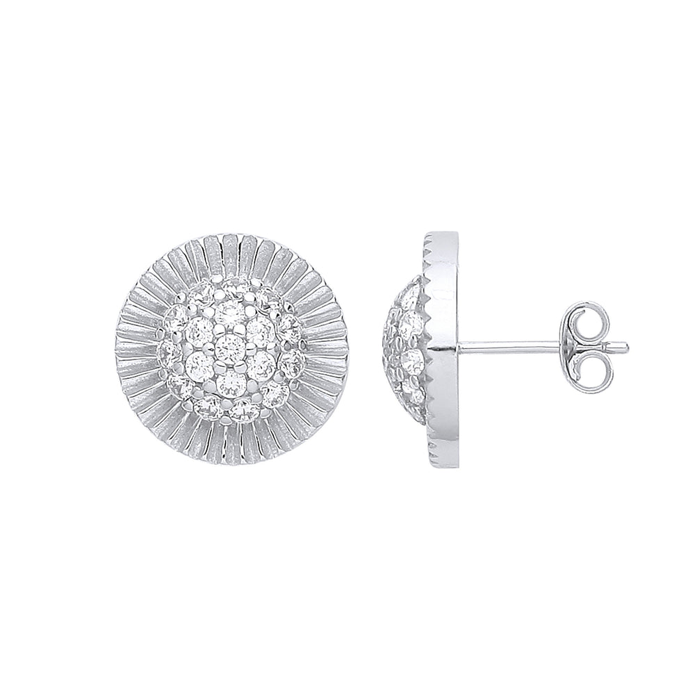 Silver Round 15mm Stud Cubic Zirconia Earrings
