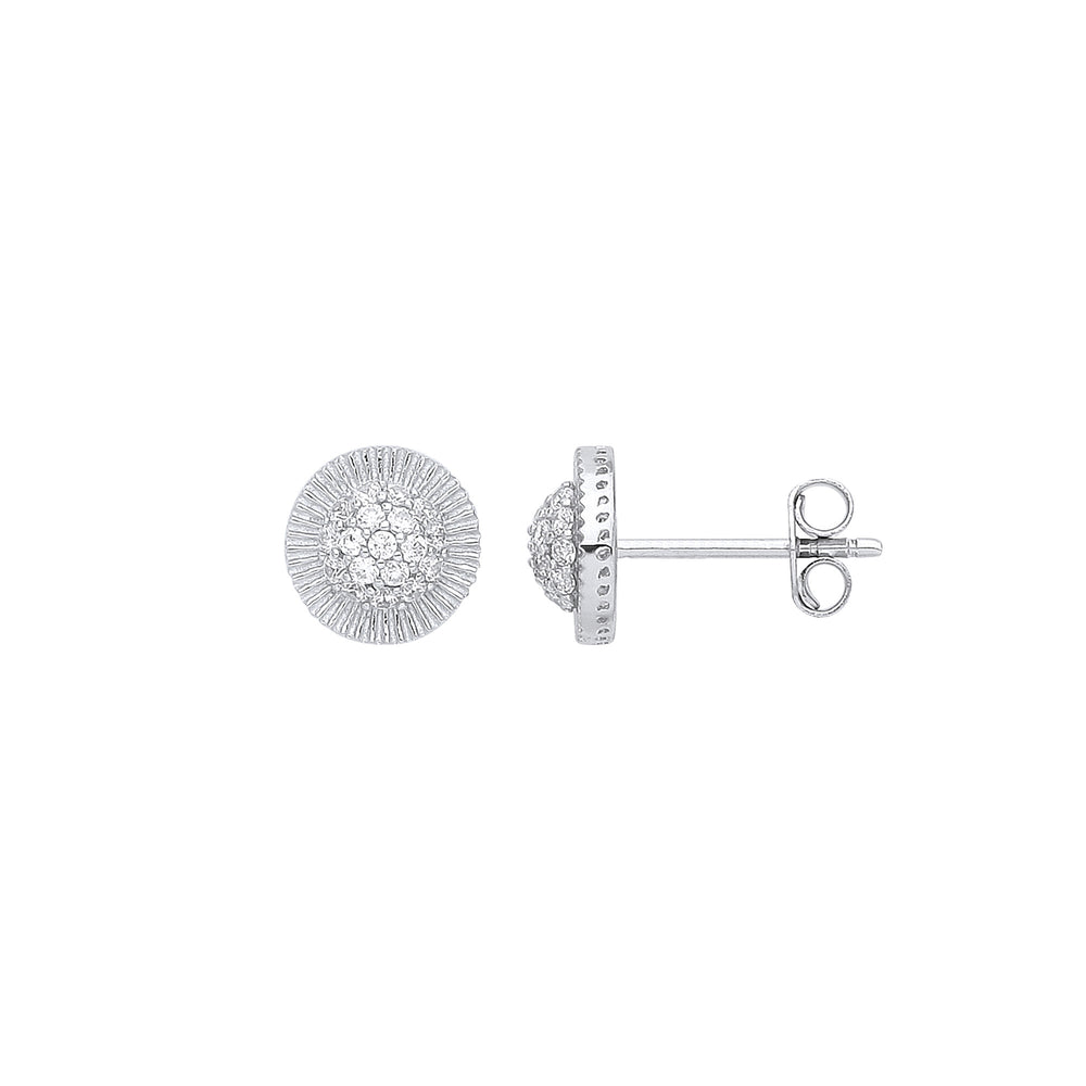 White Gold Cubic Zirconia Round 8mm Stud Earrings