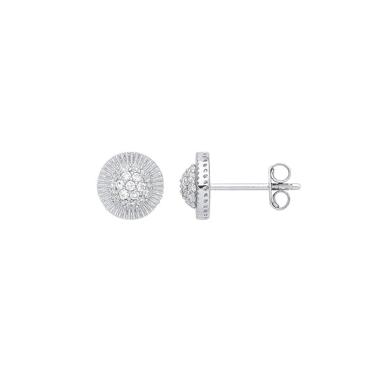 White Gold Cubic Zirconia Round 8mm Stud Earrings