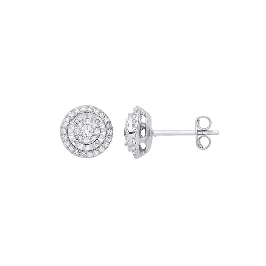 9ct White Gold Multi Circles Stud Diamond 0.36ctw Earrings
