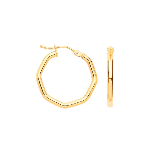 Yellow Gold 20mm Octagon Hoop Earrings
