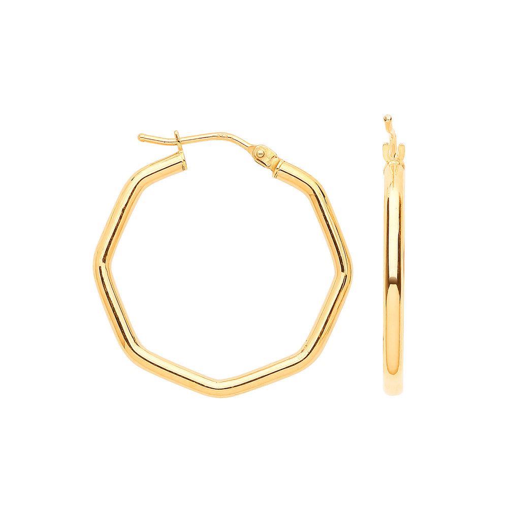 Yellow Gold 26mm Octagon 26mm Hoop Earrings