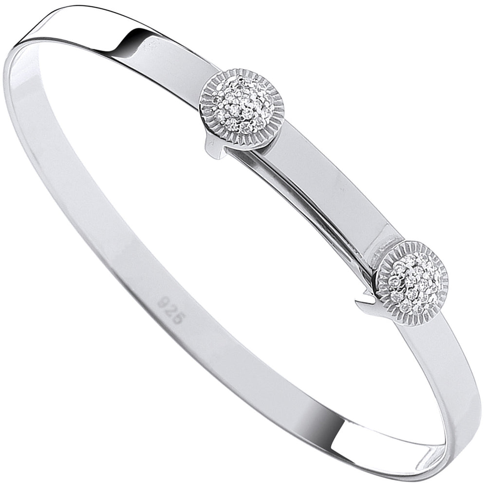 Silver Expandable Cubic Zirconia Round Studs Baby Bangle