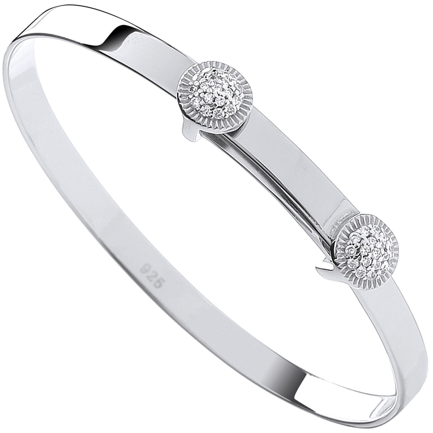 Silver Expandable Cubic Zirconia Round Studs Baby Bangle